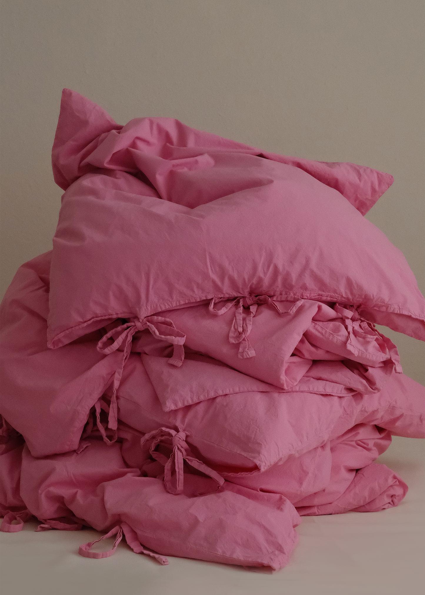 THE BOW - PILLOW COVER PERCALE, PASTELLO PINK 80x80cm