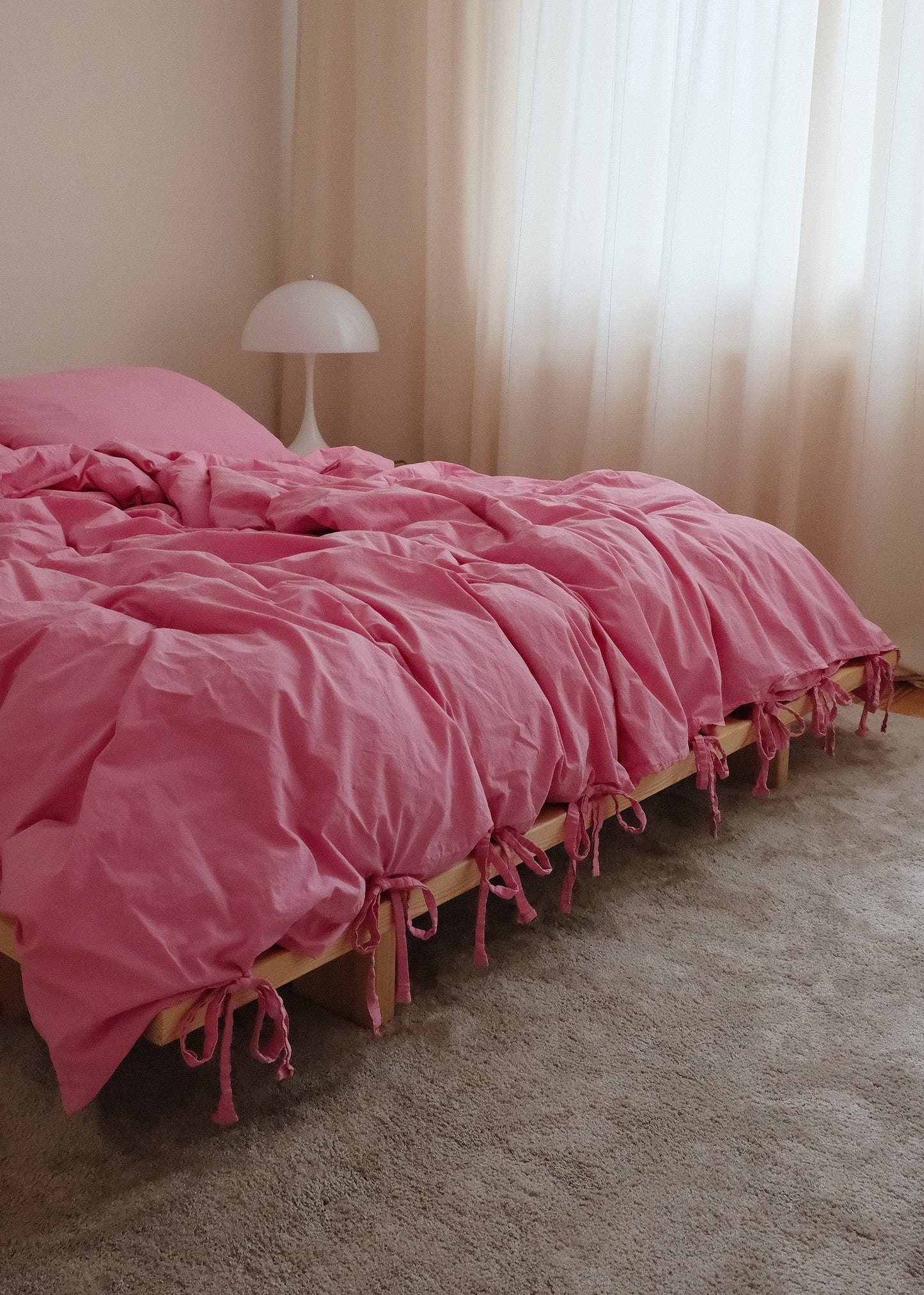 THE BOW - DUVET COVER PERCALE, PASTELLO PINK