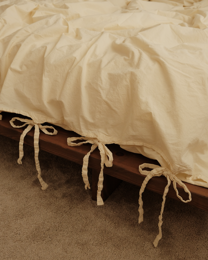 THE BOW -  PERCALE BEDDING SET, WHIPPED BUTTER