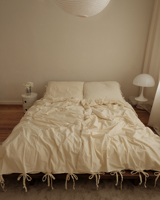 THE BOW -  PERCALE BEDDING SET, WHIPPED BUTTER